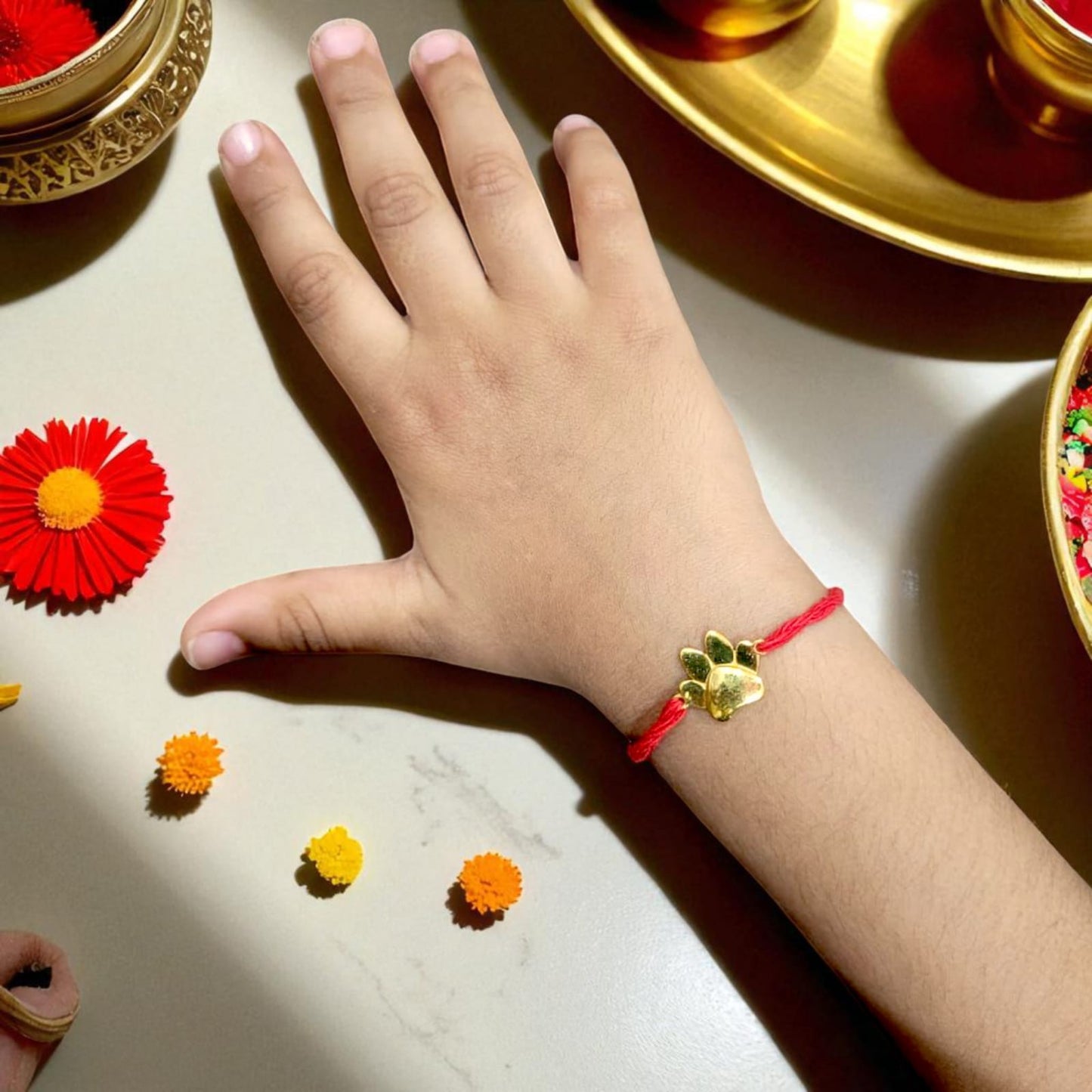 Silver Panda Feet Rakhi For Brother