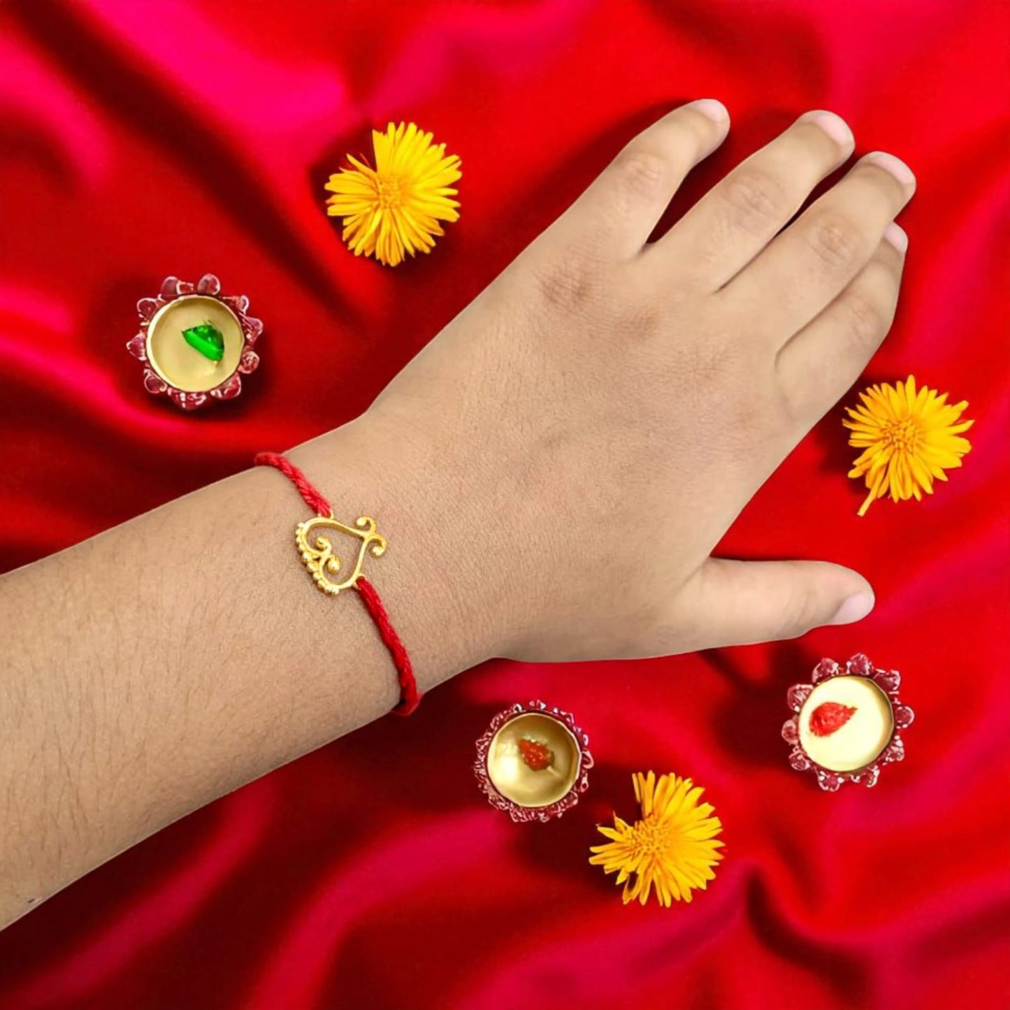 Silver Laxmi Charan Rakhi For Brother