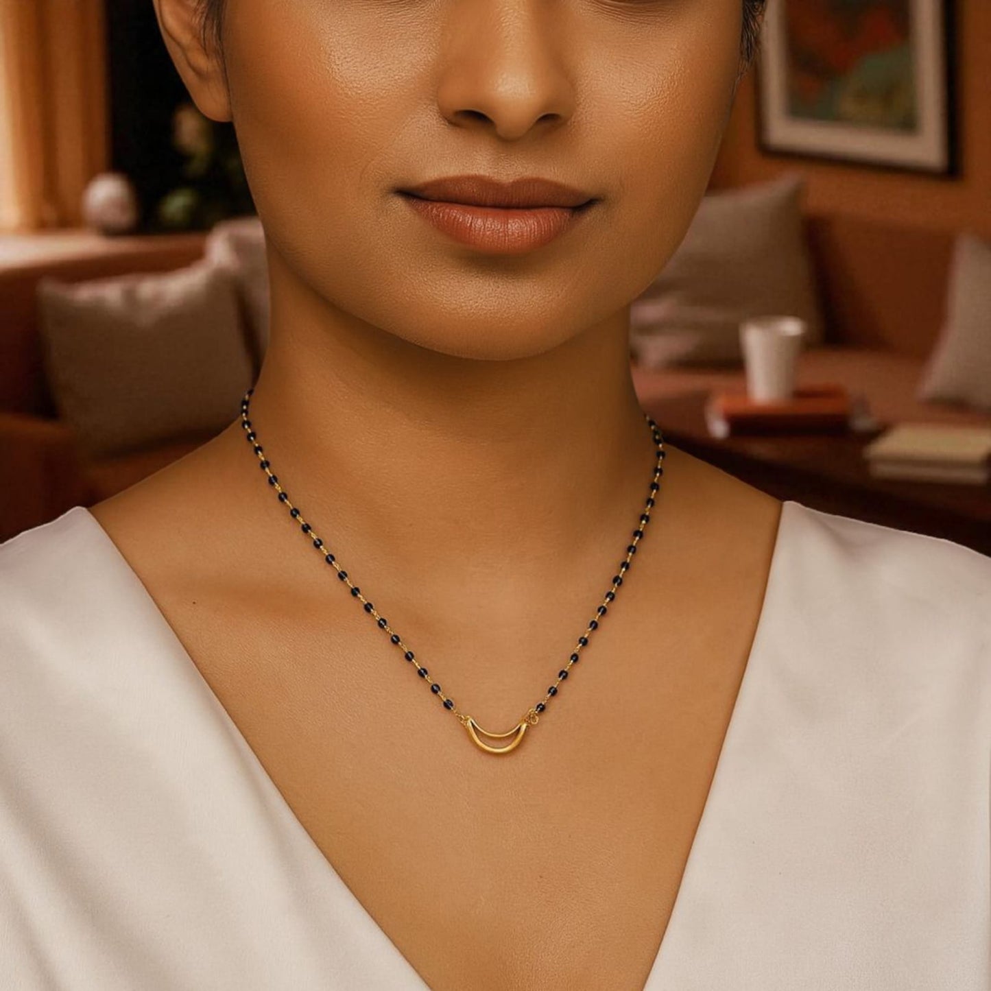 Silver Half Moon Mangalsutra