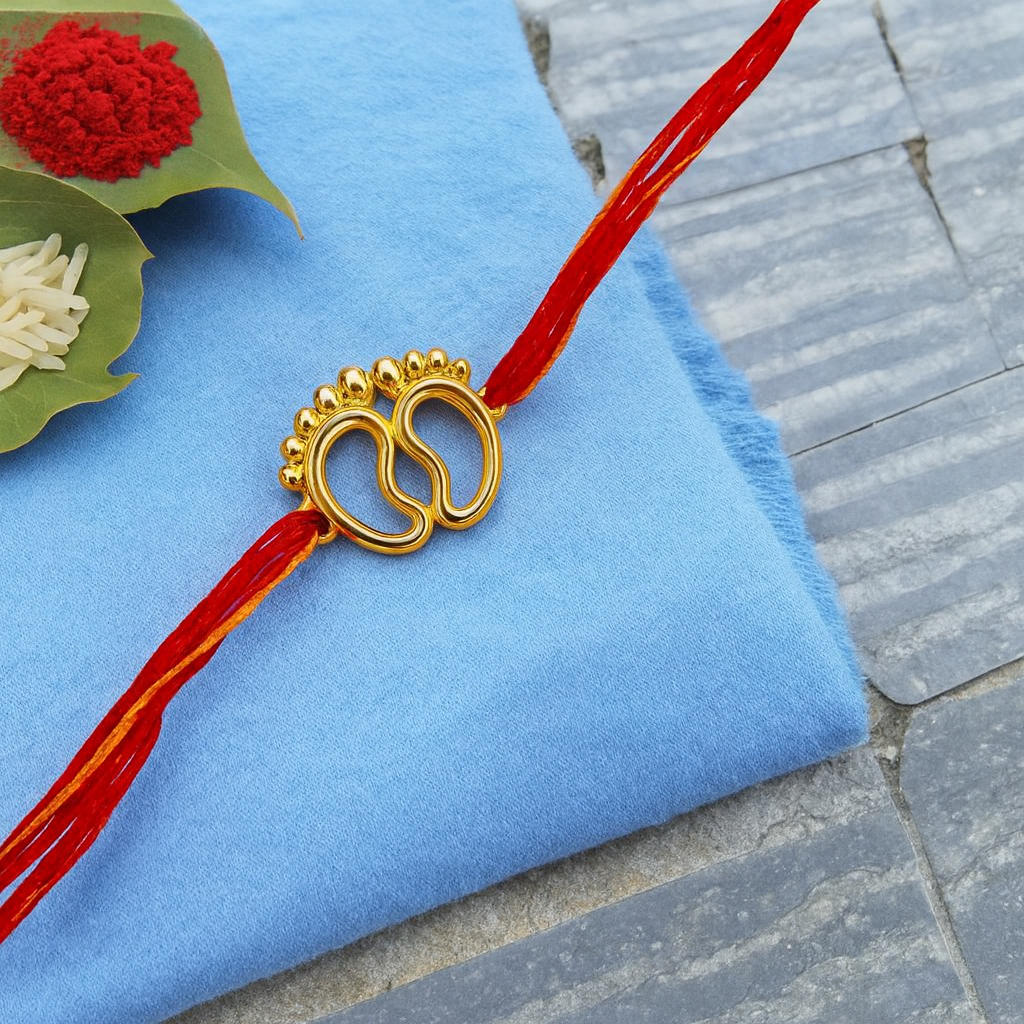Silver Plated Baby Feet RAkhi for brother