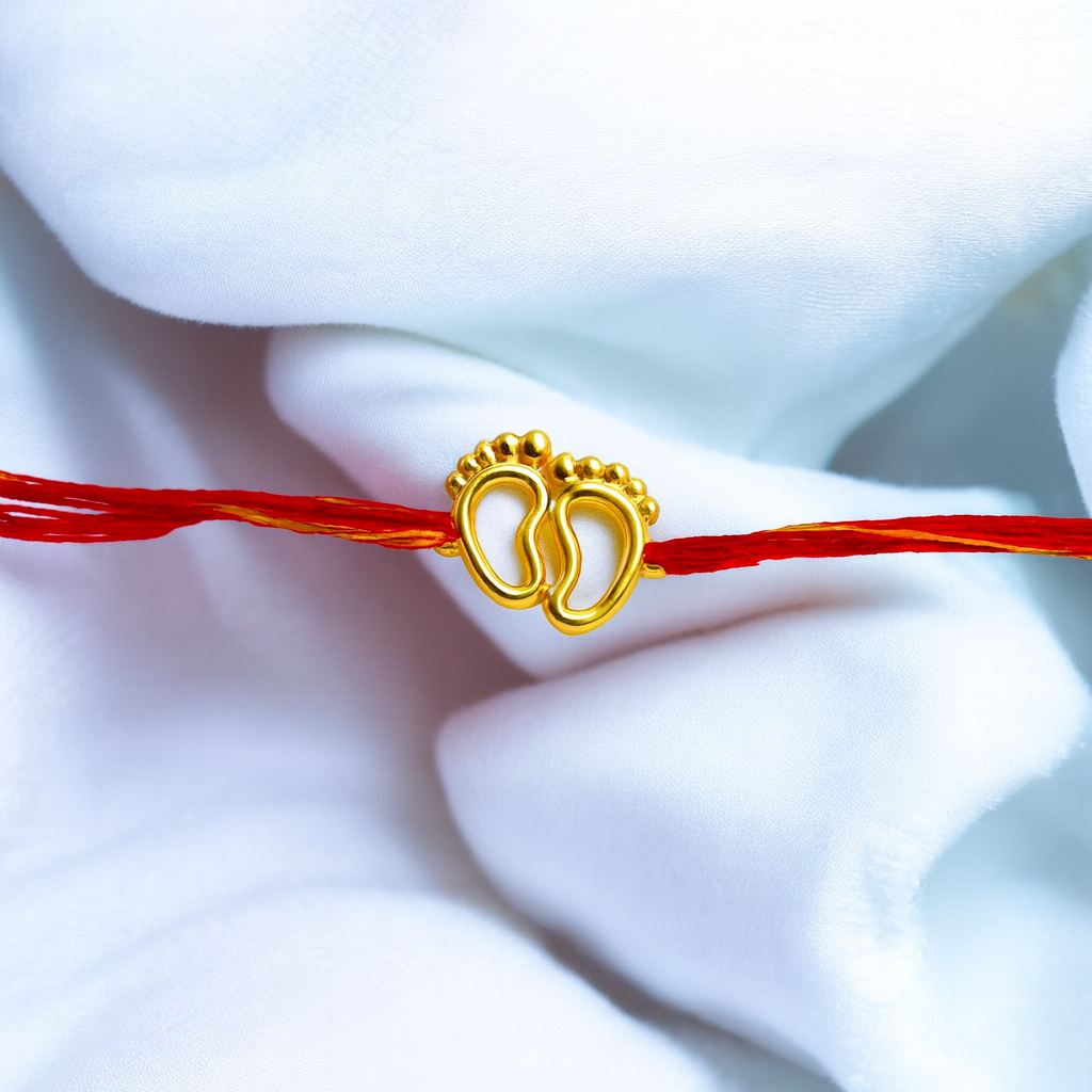 Silver Plated Baby Feet RAkhi for brother