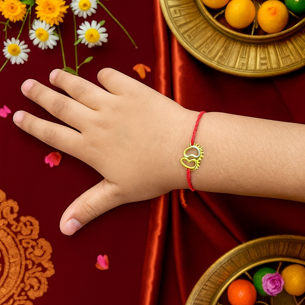 Silver Plated Baby Feet RAkhi for brother