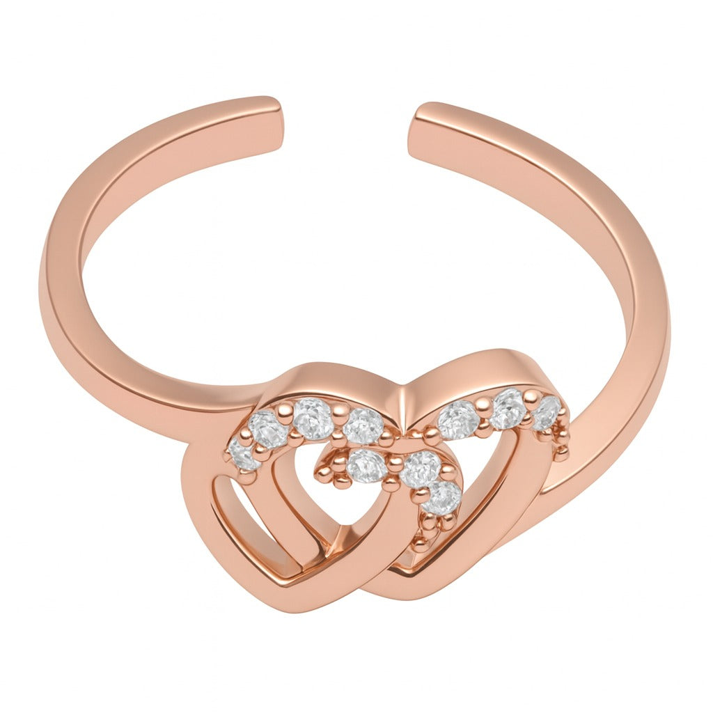Rose Gold Heart Shape Silver Ring