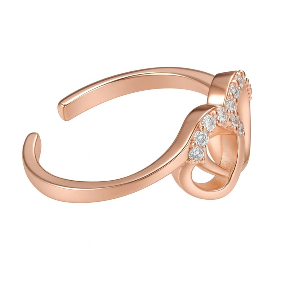 Rose Gold Heart Shape Silver Ring