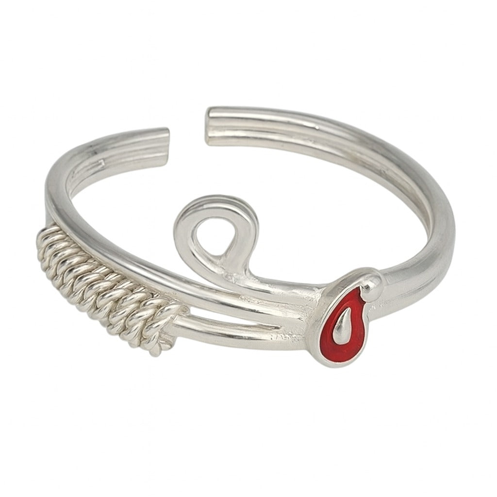 Adjustable Ring with Red Enamel