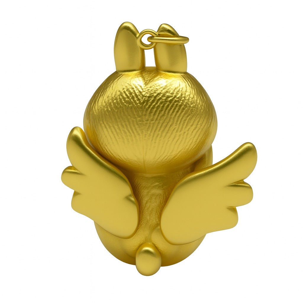 24K Gold Plated 12g Brass Labubu Doll with Ribbon
