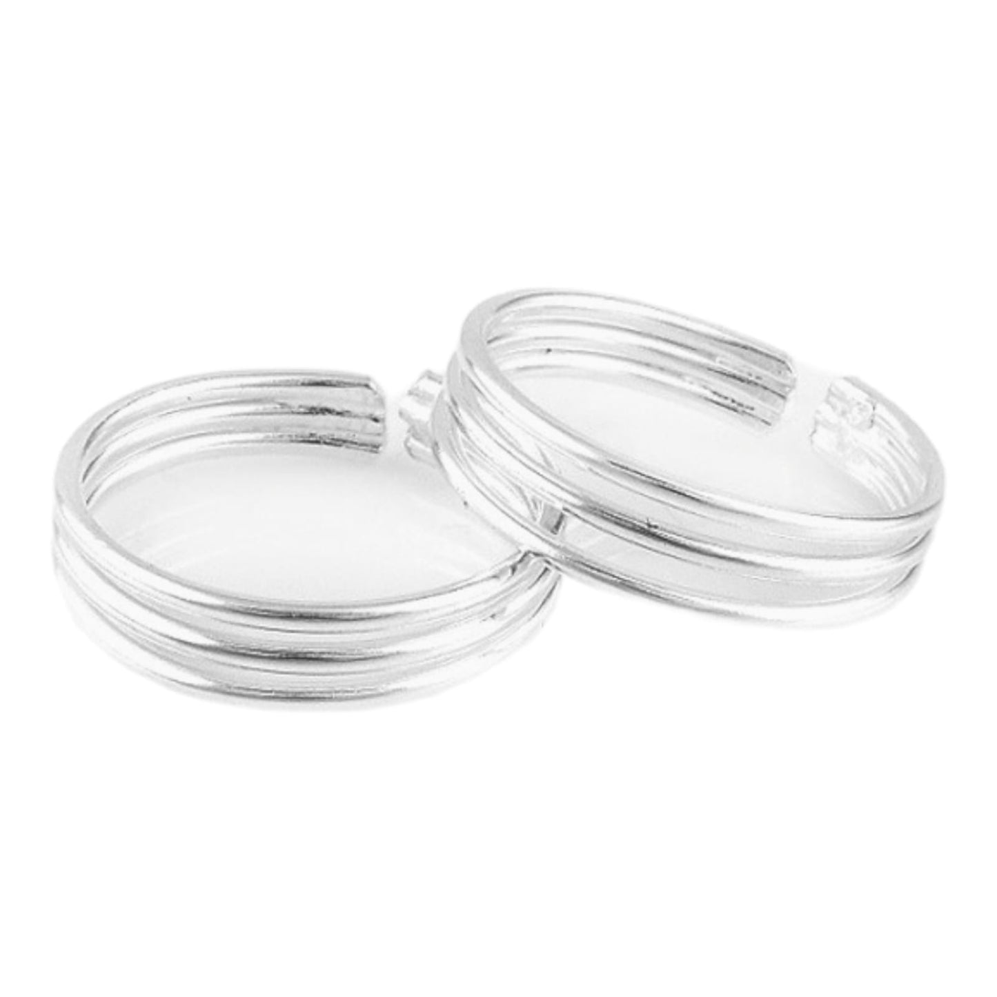 925 Sterling Silver Three Plain Wire Band Design Toe Ring For Women
