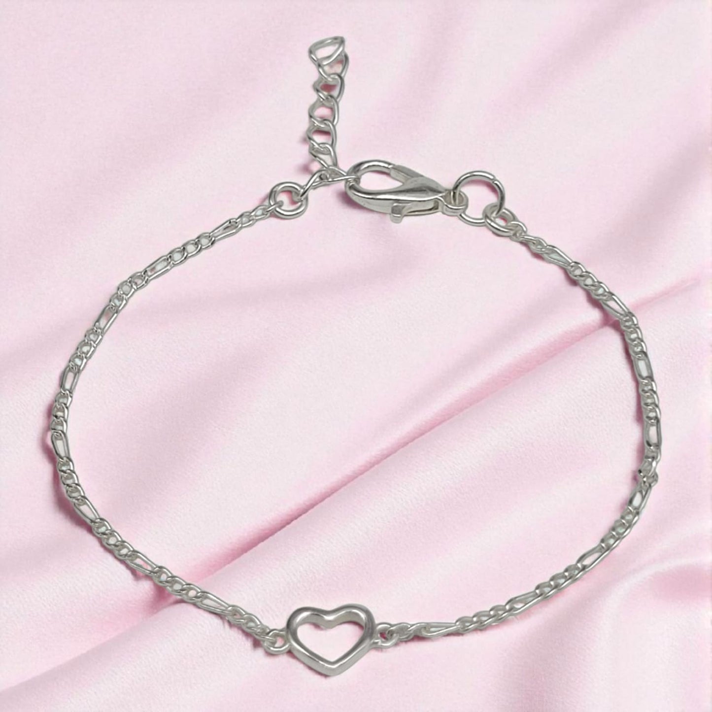 Silver Anklet with Heart Charm (Single) 0-5years