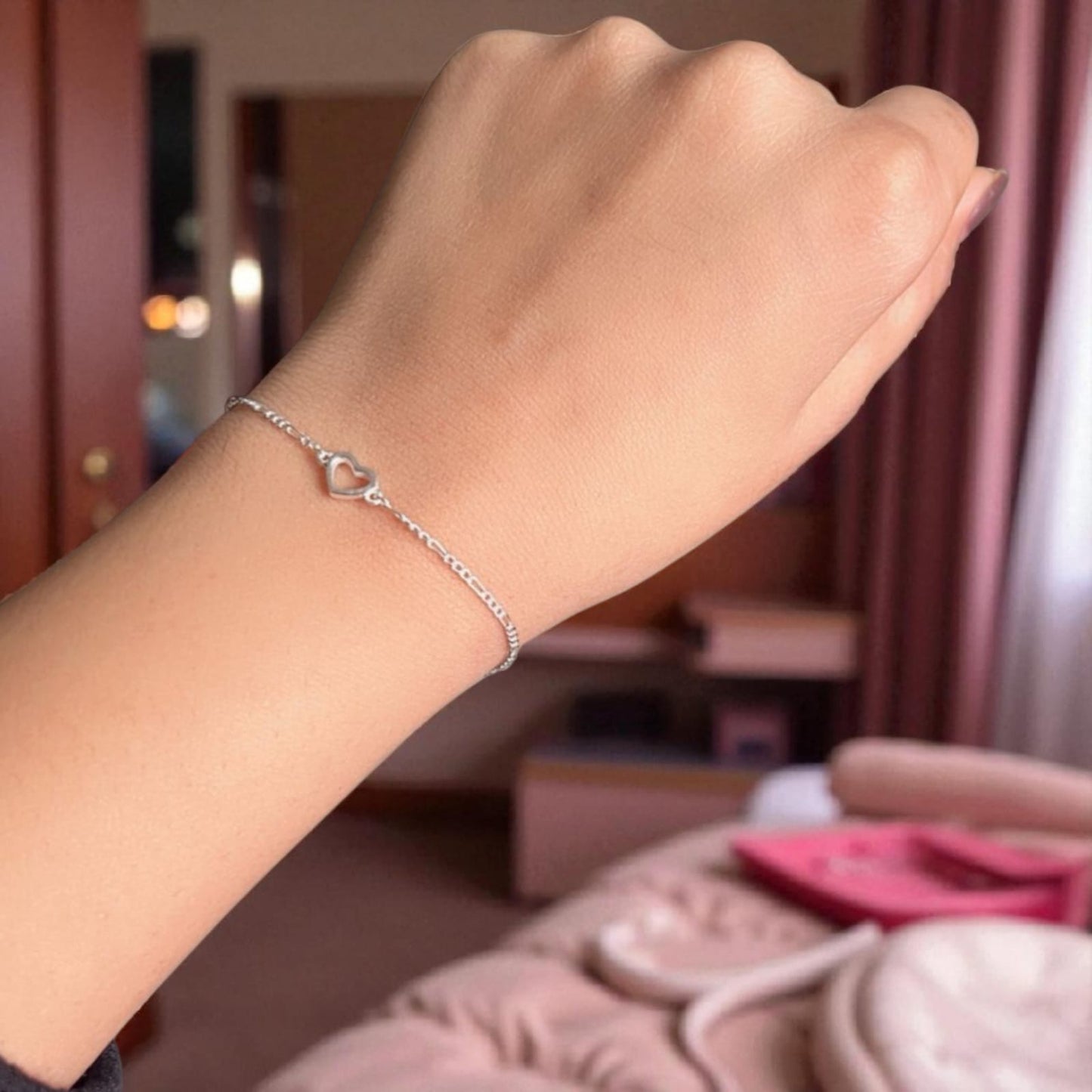 Silver Bracelet with Heart Charm