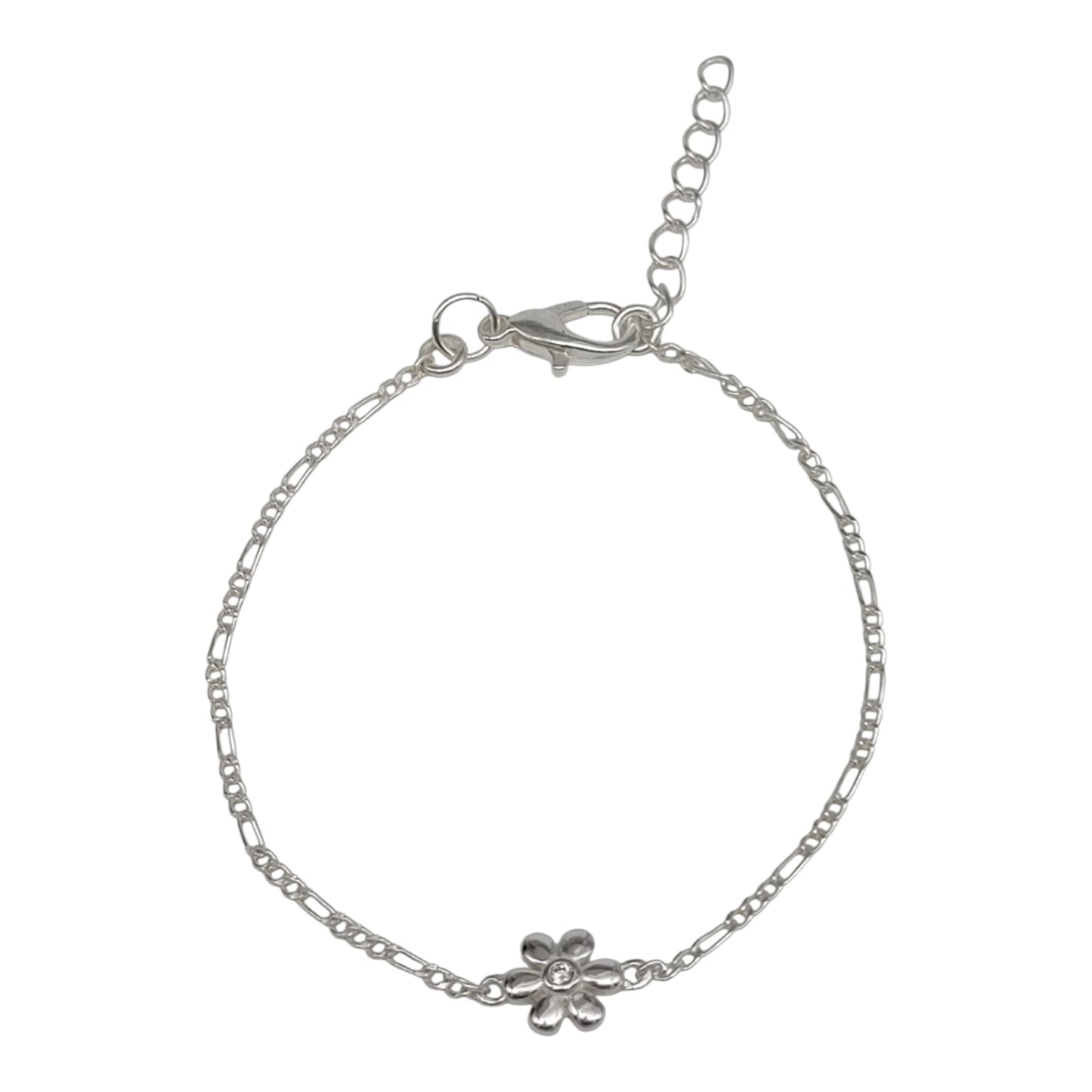 Silver Bracelet with Flower Charm