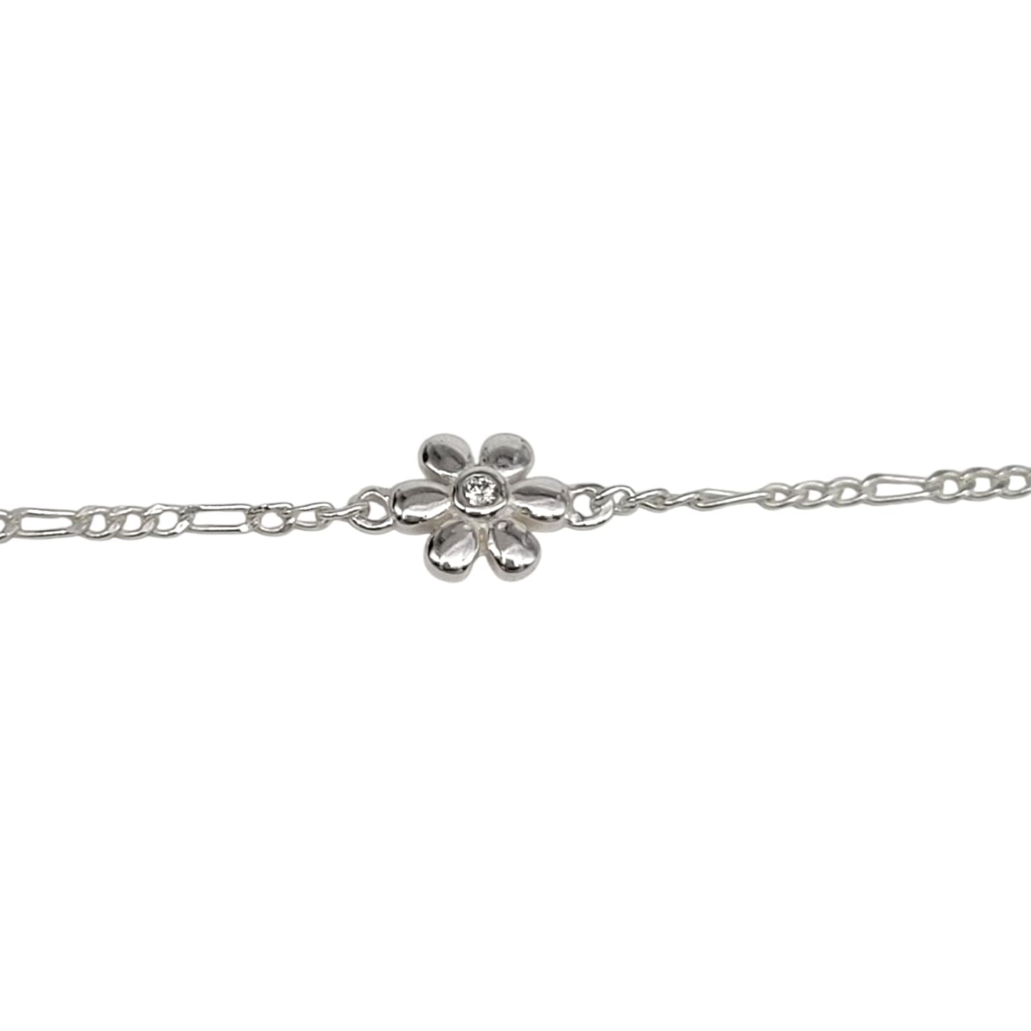 Silver Anklet with Flower charm 0-5 years (Pair)
