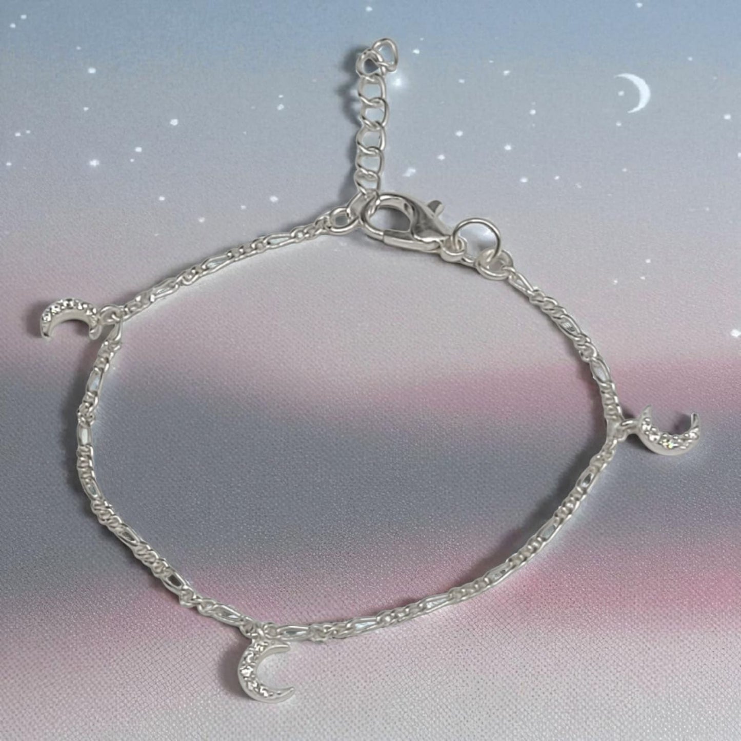 Silver Bracelet with moon Charm