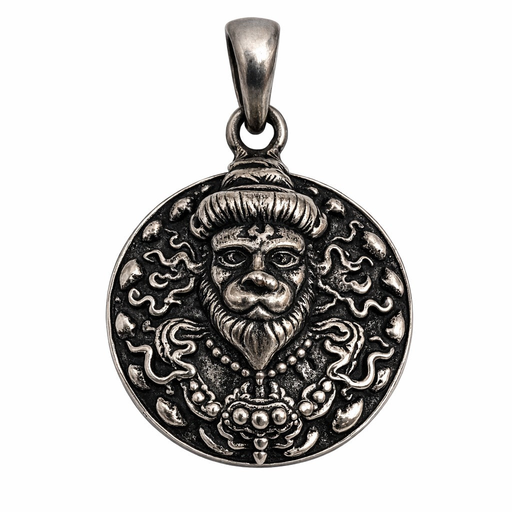 Oxidised German Silver Hanuman Ji Face Pendant
