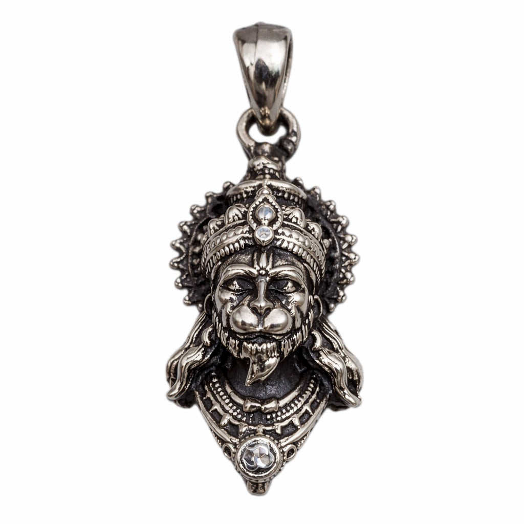 Oxidised German Silver Hanuman Ji Face Pendant