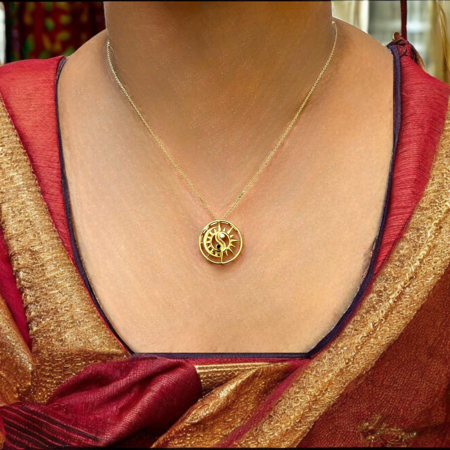 Sun-Moon Ying Yang Pendant with Chain