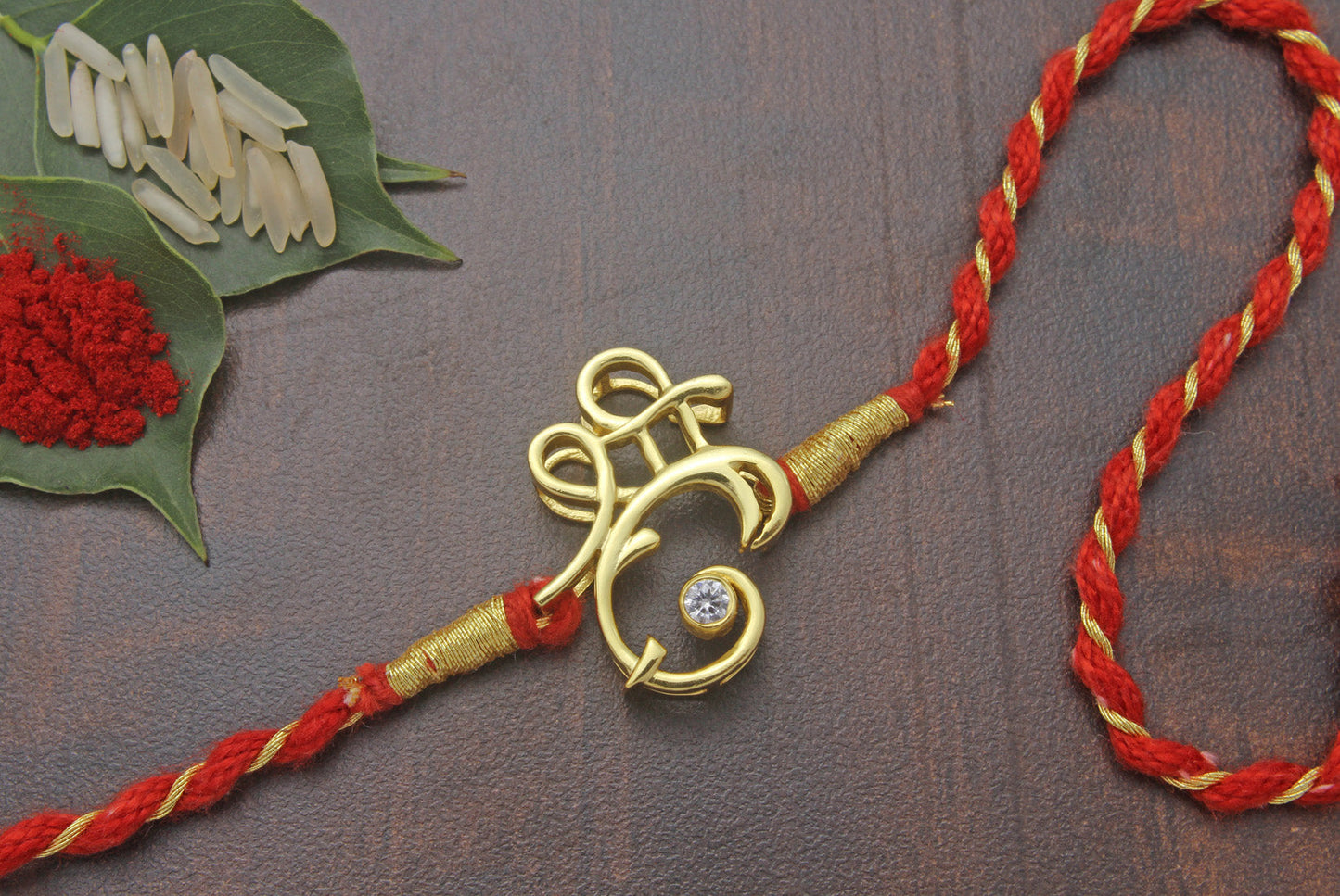 925 Sterling Silver 24kt Gold Plated Shree Ganesh Rakhi Cum Pendant for Brother