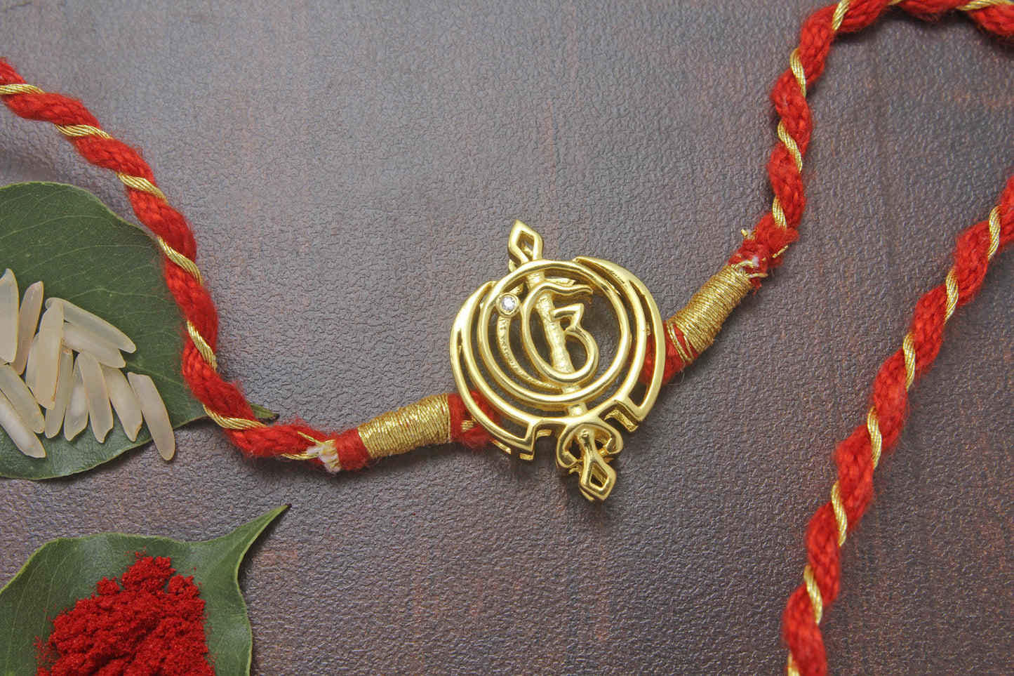 925 Sterling Silver 24kt Gold Plated Khanda Rakhi Cum Pendant for Brother