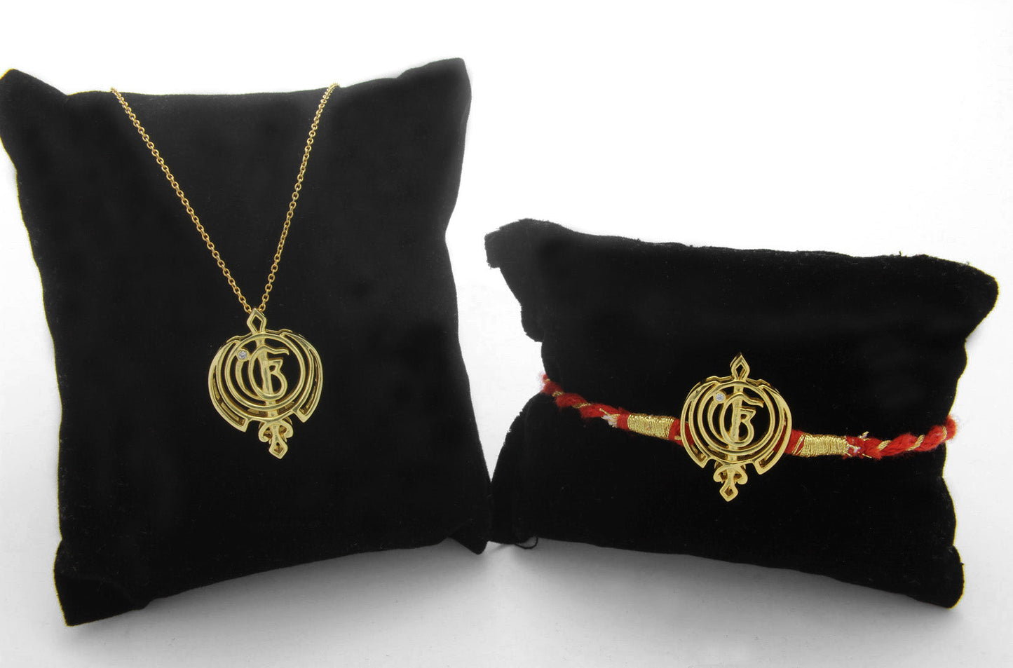 925 Sterling Silver 24kt Gold Plated Khanda Rakhi Cum Pendant for Brother