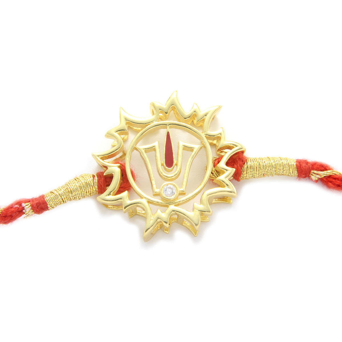 925 Sterling Silver 24kt Gold Plated Tirupati Sudarshan Chakra Rakhi Cum Pendant for Brother