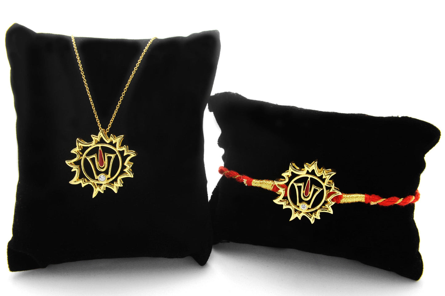 925 Sterling Silver 24kt Gold Plated Tirupati Sudarshan Chakra Rakhi Cum Pendant for Brother