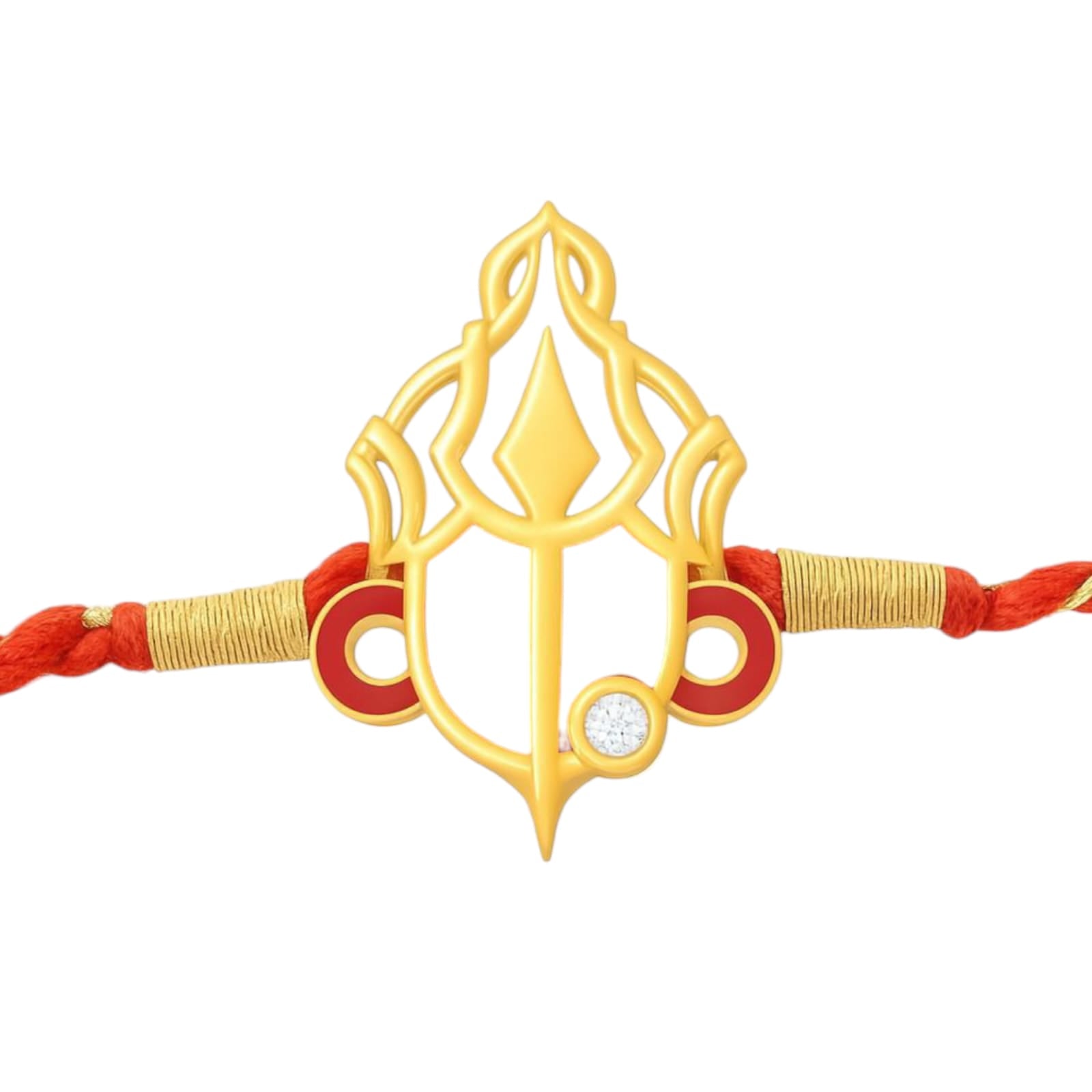 925 Sterling Silver 24kt Gold Plated Devi Trident Rakhi Cum