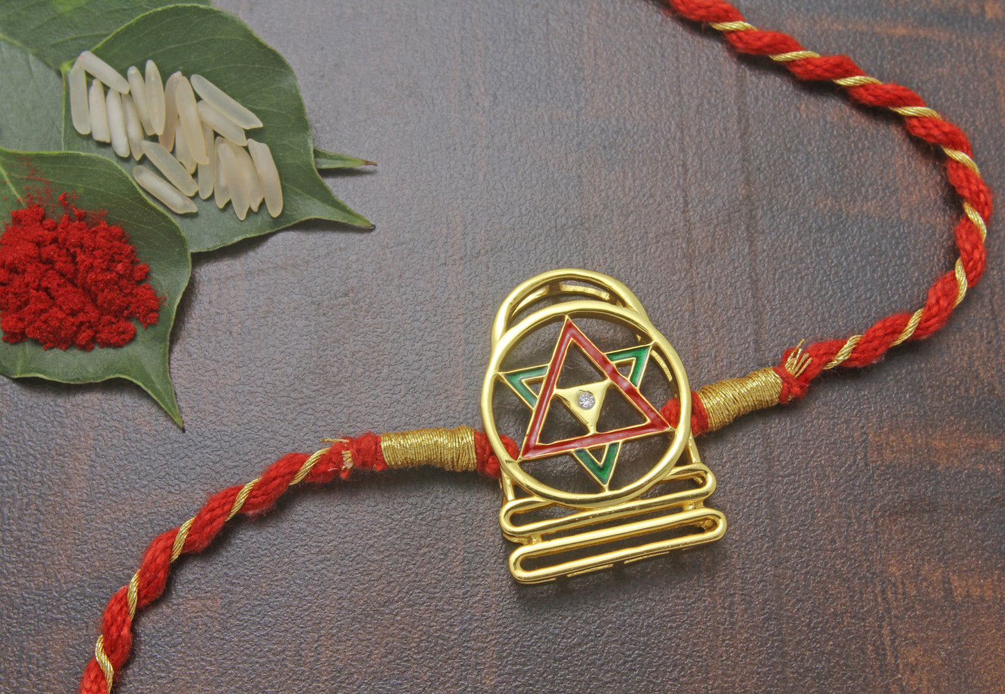 925 Sterling Silver 24kt Gold Plated Shivaling Yantra Rakhi Cum Pendant for Brother