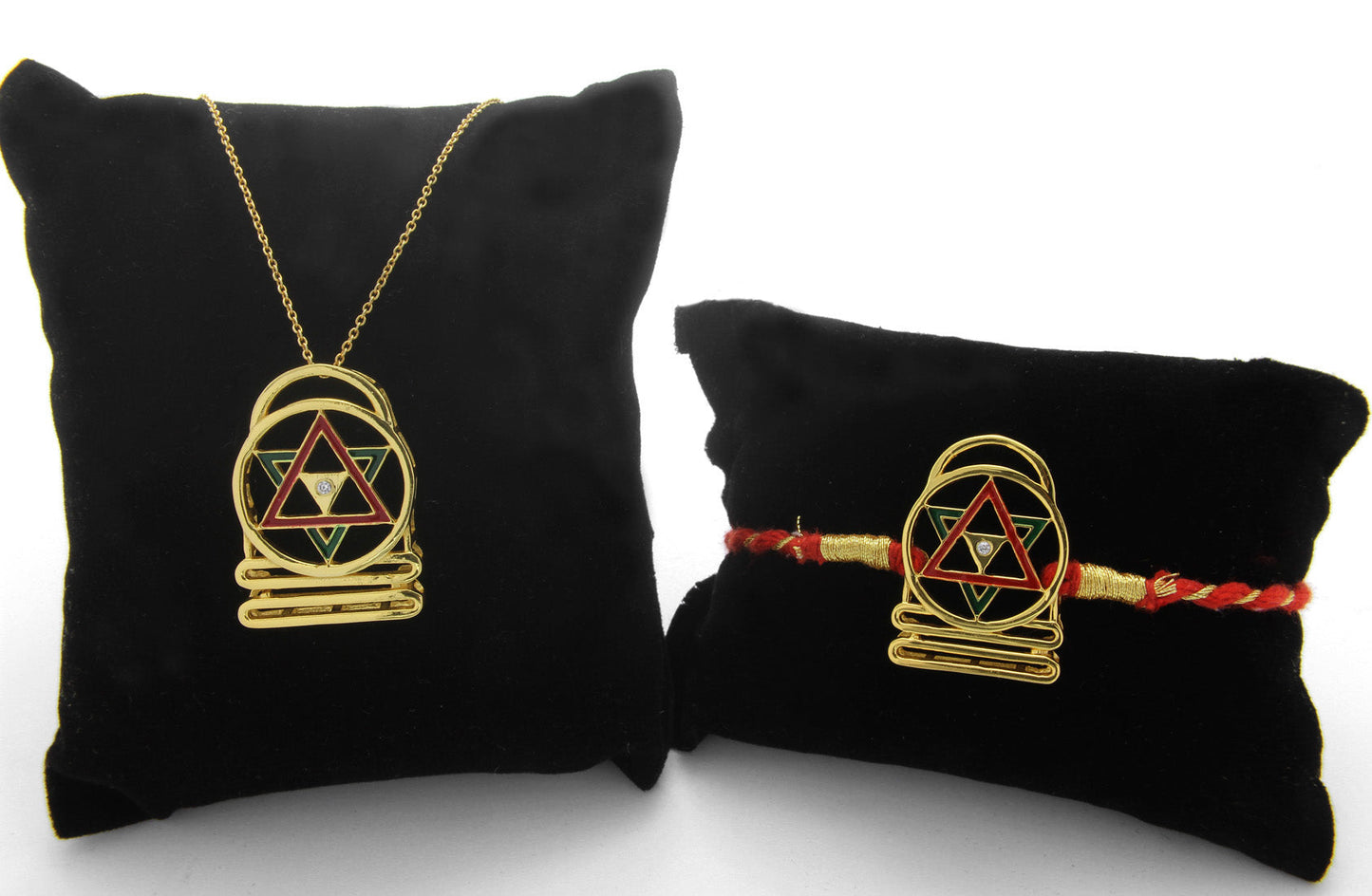 925 Sterling Silver 24kt Gold Plated Shivaling Yantra Rakhi Cum Pendant for Brother