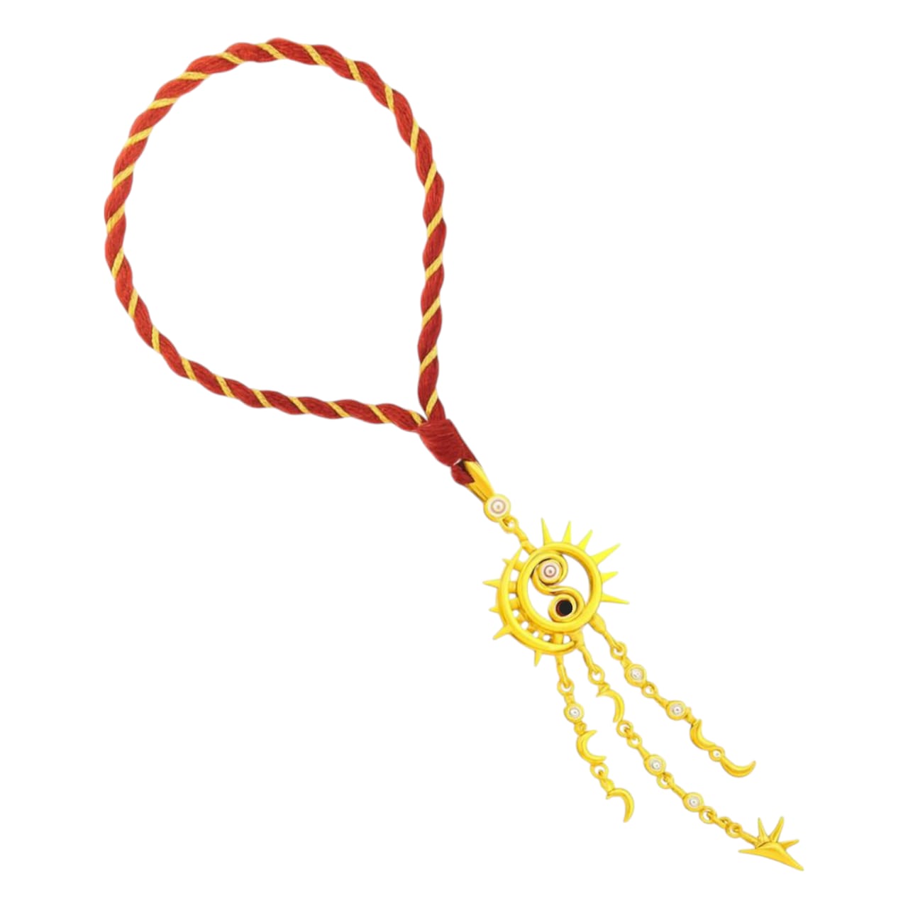 Sun-Moon Ying Yang Lumba Silver Rakhi for Bhabhi Convertible Pendant