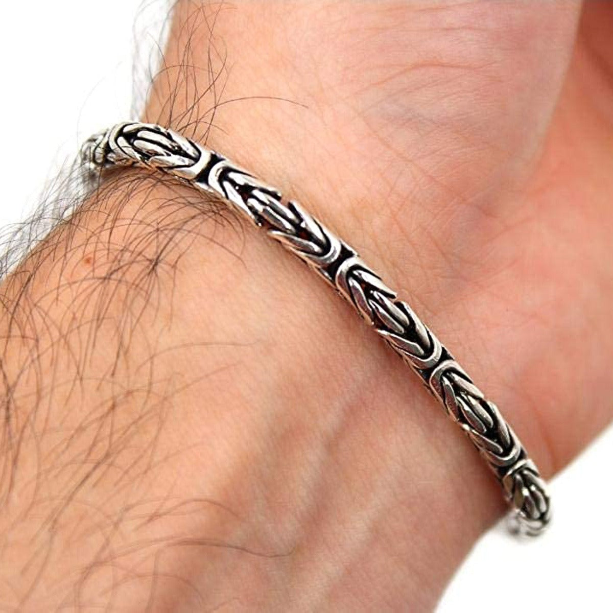 925 Sterling 3mm Silver Italian Design Byzantine Chain Bracelet For Girls