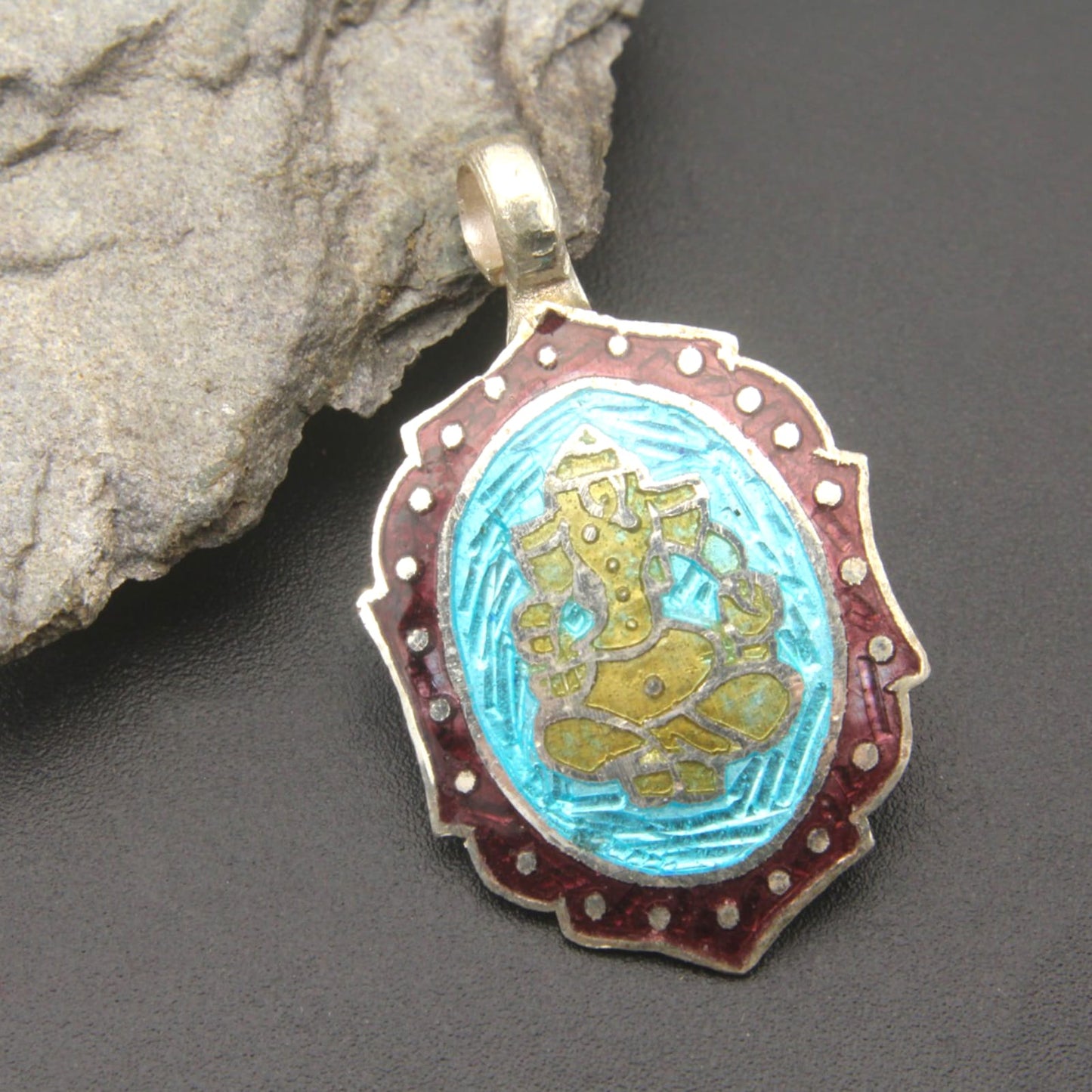 925 Sterling Silver Design Enamel Pendant With Gold Ganesha For Girls and Women