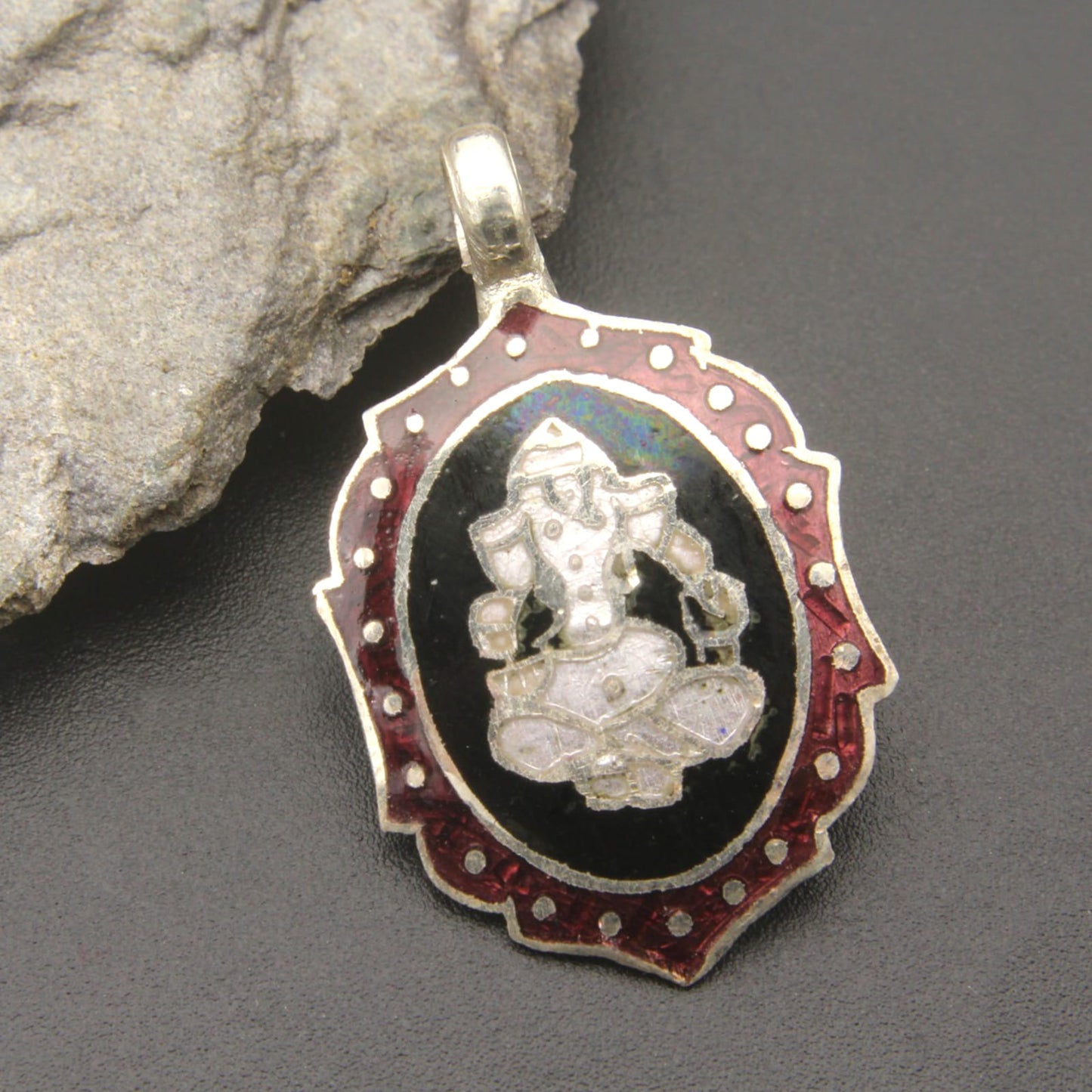 925 Sterling Silver Design Enamel Pendant With Ganesha For Girls and Women