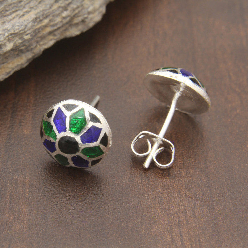 925 Sterling Silver Multicolor Enameld Earring Studs For Girls And Women