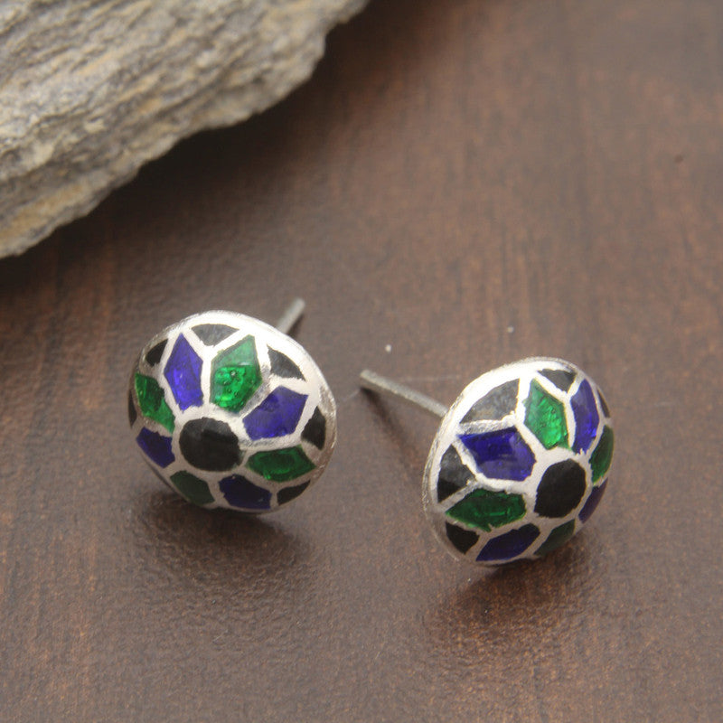 925 Sterling Silver Multicolor Enameld Earring Studs For Girls And Women