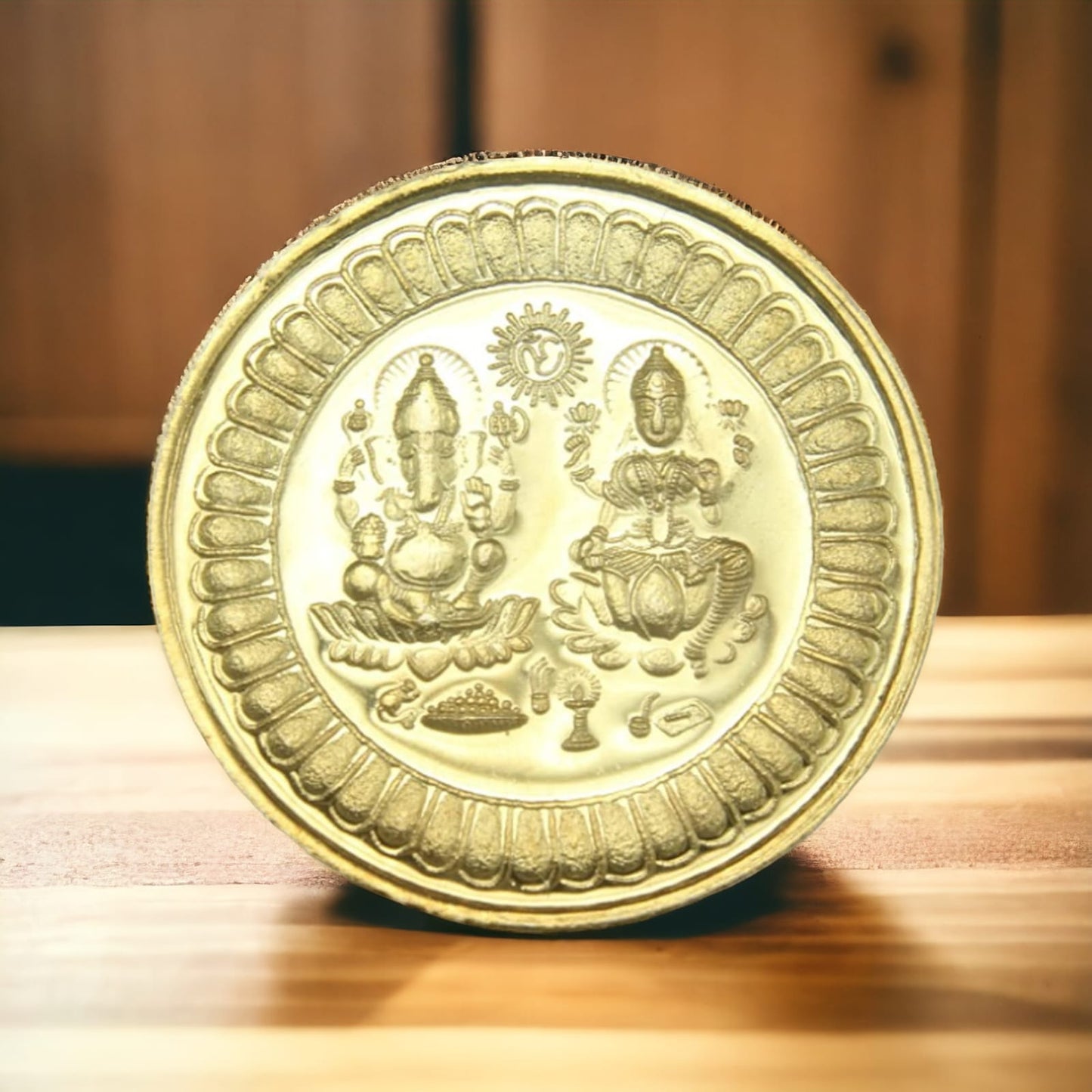 999 Silver Laxmi Ganesha Gold Plated Coin For Diwali And Dhanteras