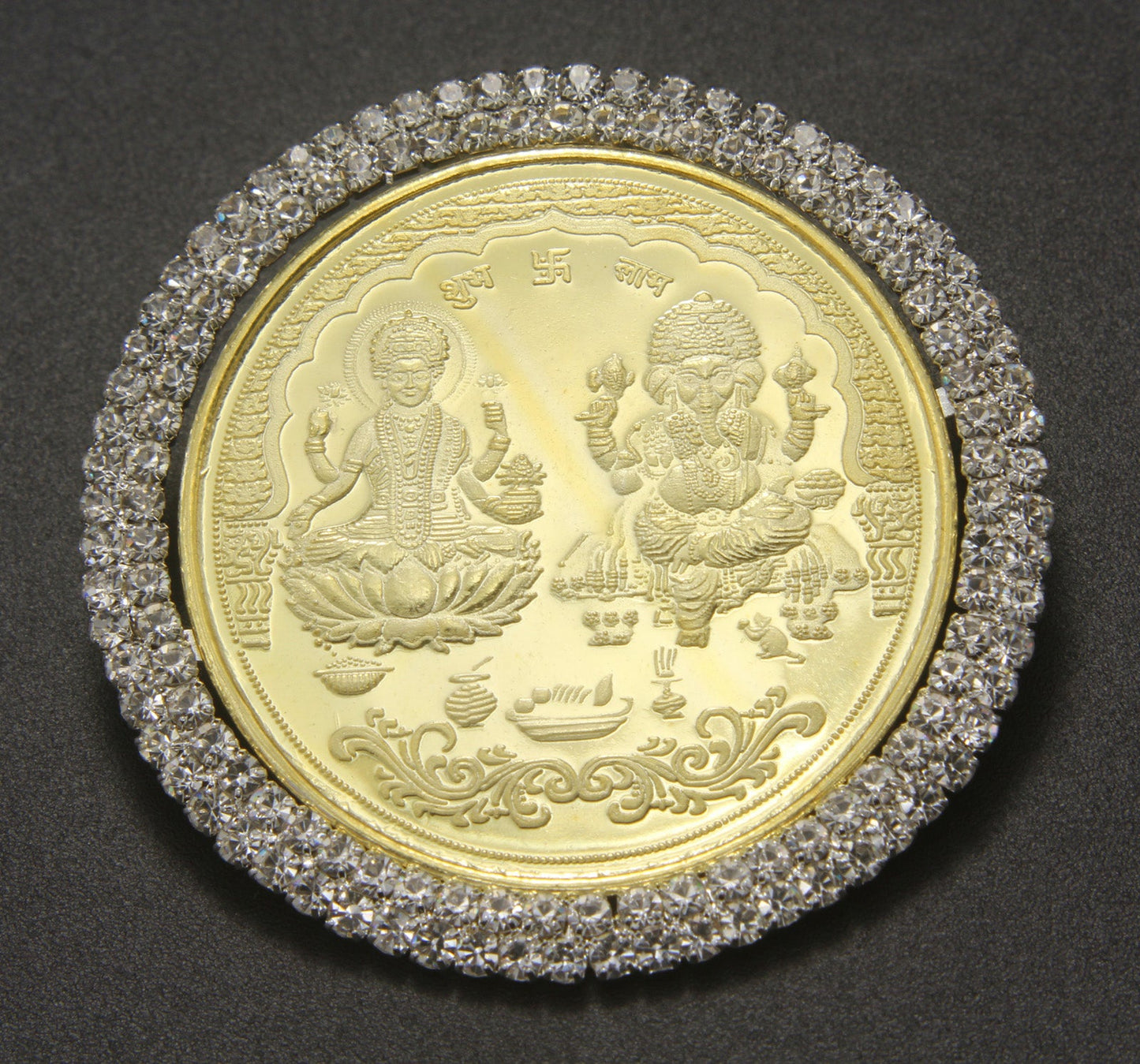 999 Silver Laxmi Ganesha Gold Plated XL Coin For Diwali And Dhanteras