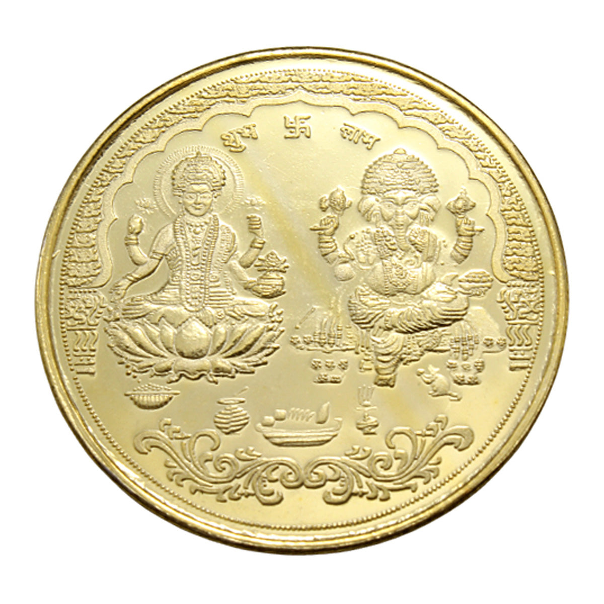 999 Silver Laxmi Ganesha Gold Plated XL Coin For Diwali And Dhanteras