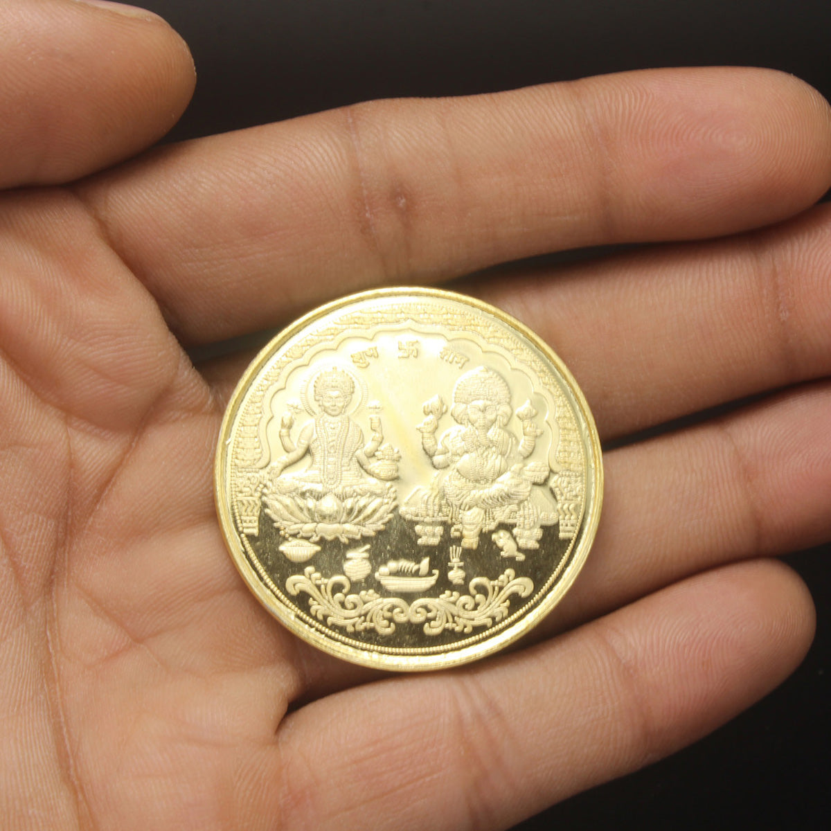 999 Silver Laxmi Ganesha Gold Plated XL Coin For Diwali And Dhanteras