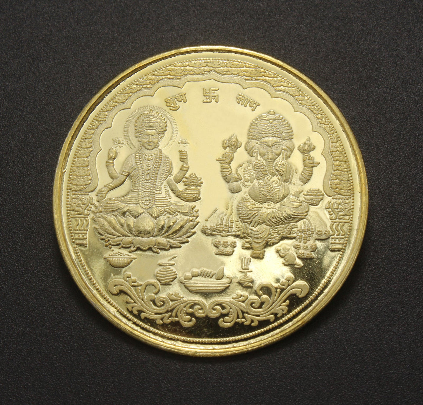 999 Silver Laxmi Ganesha Gold Plated XL Coin For Diwali And Dhanteras