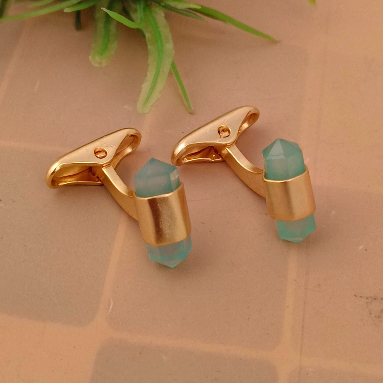 Aqua Crystal Shape Cufflinks