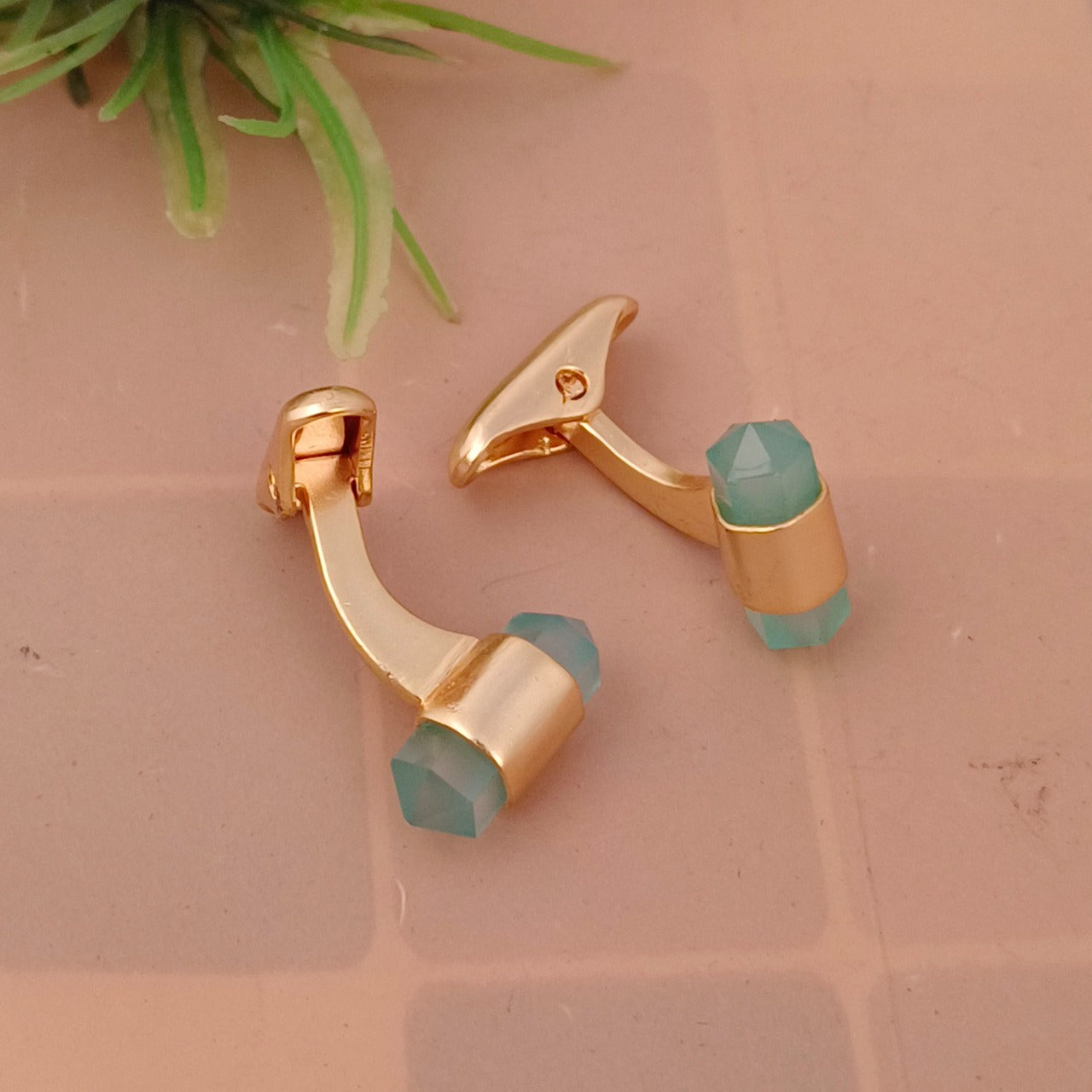 Aqua Crystal Shape Cufflinks