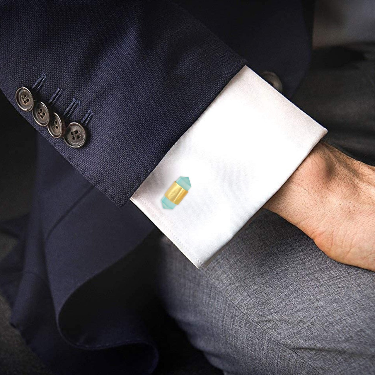 Aqua Crystal Shape Cufflinks