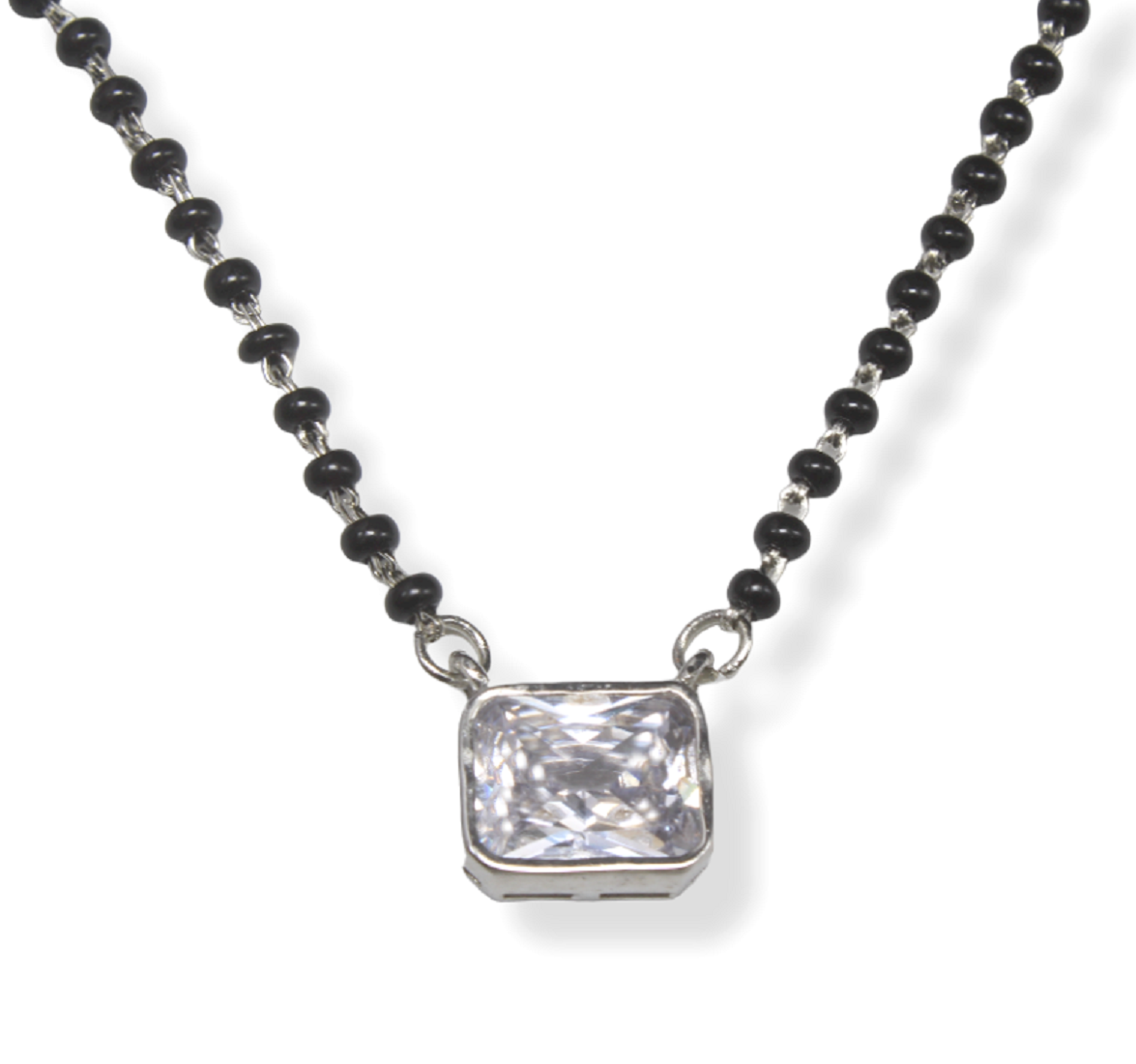 925 Sterling Silver Rectangle Stone Mangalsutra For Women