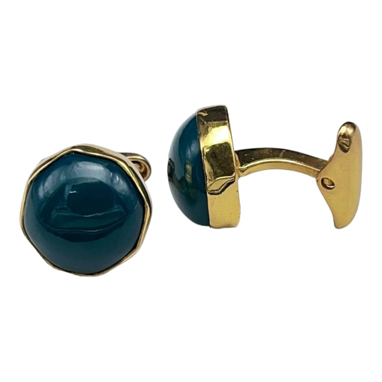 Green Hexagon Shape Natural Stone Cufflinks