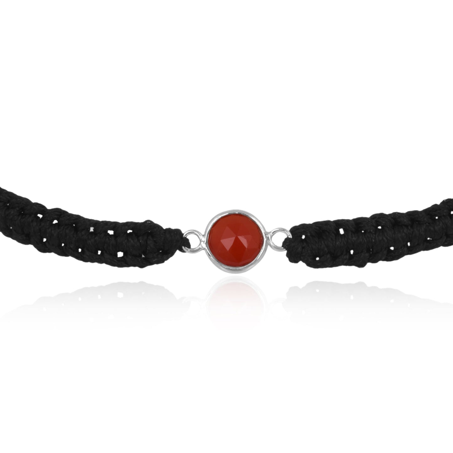 925 Sterling Silver Semi Precious Garnet Birth Stone Black Bracelet