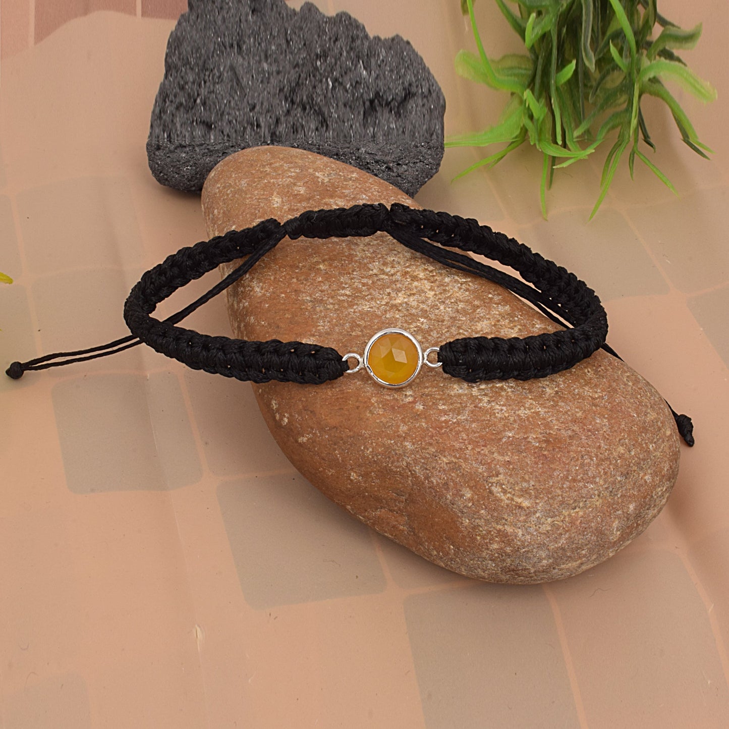 925 Sterling Silver Citrine Birth Stone Nazariya Bracelet For Girls and Women