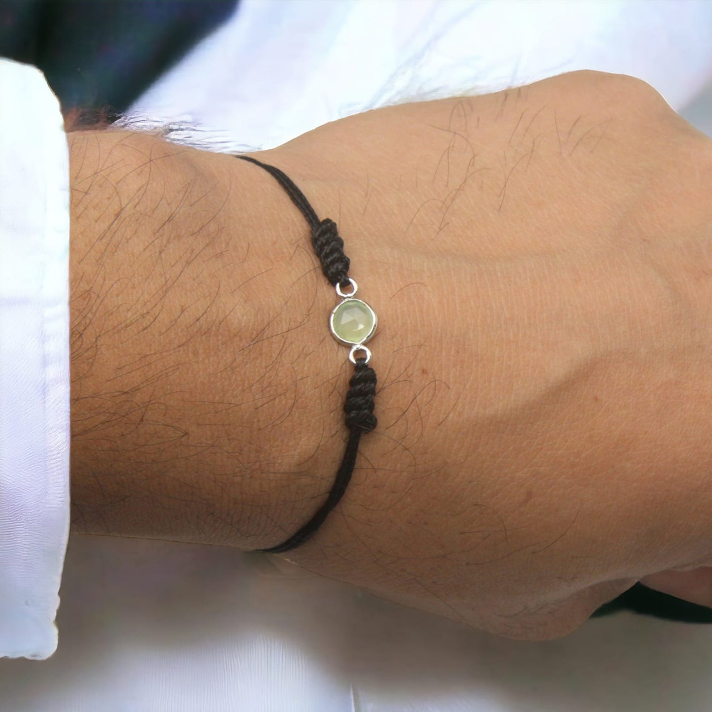 925 Sterling Silver Semi Precious Fluorite Birth Stone Nazariya Bracelet