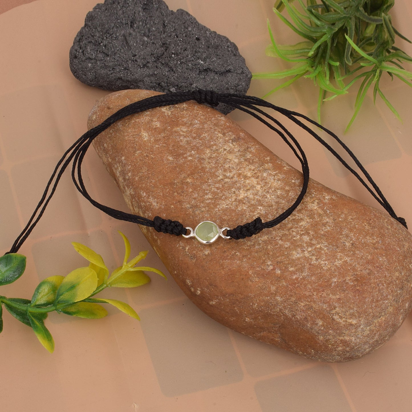 925 Sterling Silver Semi Precious Fluorite Birth Stone Nazariya Bracelet