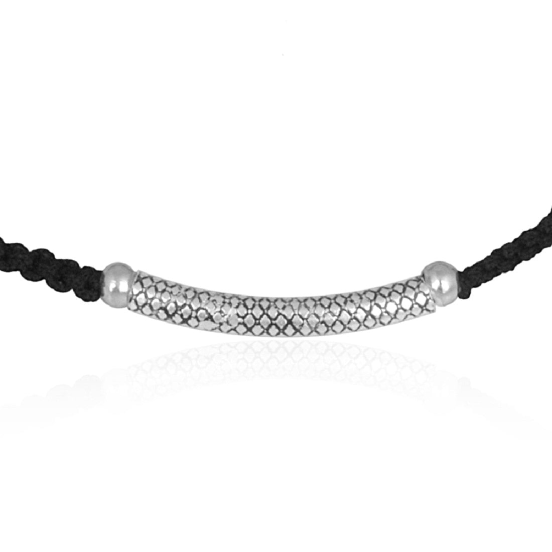 Curved Bar Black Thread Anklet
