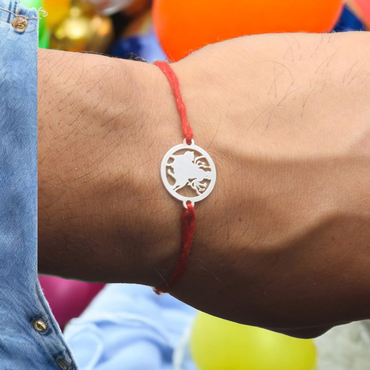 925 Sterling Silver Maa Durga Sherawali Rakhi for Brother