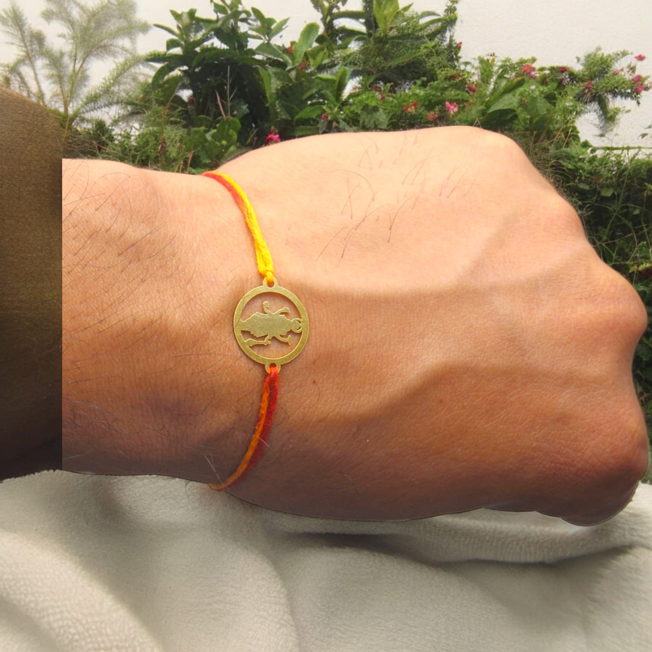 925 Sterling Silver Laser cut Maa Durga Rakhi For Brother